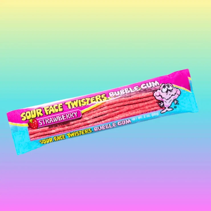 Sour Face Twisters Strawberry BubbleGum