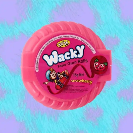 wacky strawberry bubble gum roll